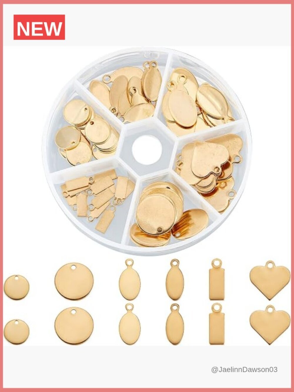 72 Pcs 6 Styles Stainless Steel Dainty Pendants Charms Flat Blank Stamping Tag